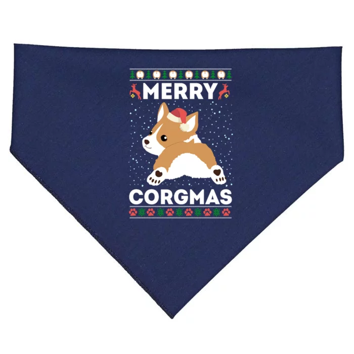 Corgi Ugly Christmas Sweater Style Merry Corgmas Santa Corgi USA-Made Doggie Bandana