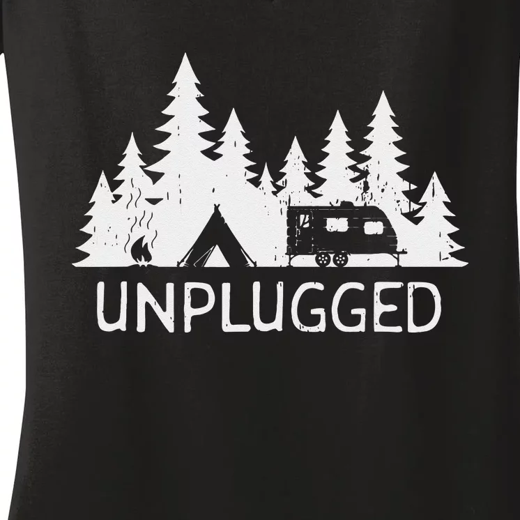 Camping Unplugged Women's V-Neck T-Shirt