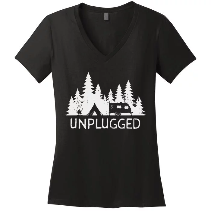 Camping Unplugged Women's V-Neck T-Shirt