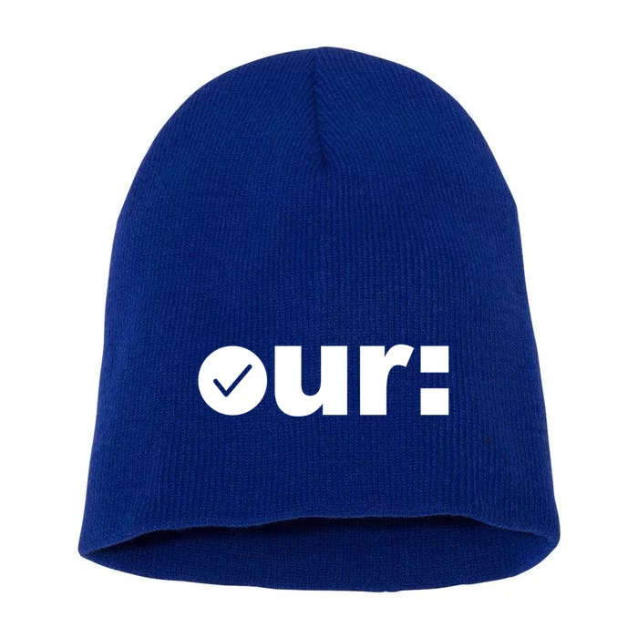 Check Ur Colon Cancer Awareness Colonoscopy Colorectal Blue Meaningful Gift Short Acrylic Beanie