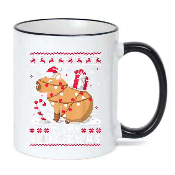 Capy Ugly Christmas Sweater Capybara Lover Christmas Black Color Changing Mug