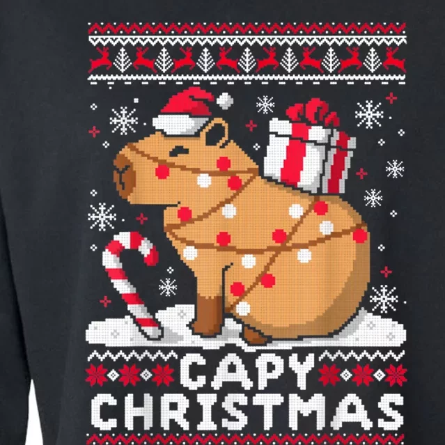 Capy Ugly Christmas Sweater Capybara Lover Christmas Cropped Pullover Crew