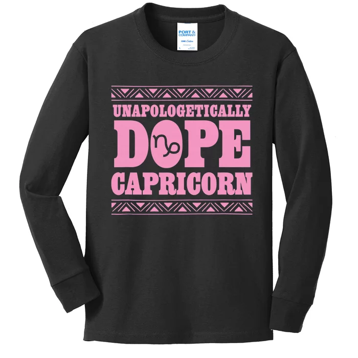 Capricorn Unapologetically Dope Capricorn Trending Black Kids Long Sleeve Shirt