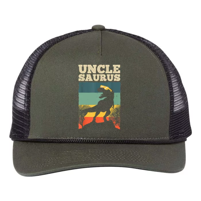 Cool Uncle Design For Uncle Men Family Great Uncle Dinosaur Retro Rope Trucker Hat Cap