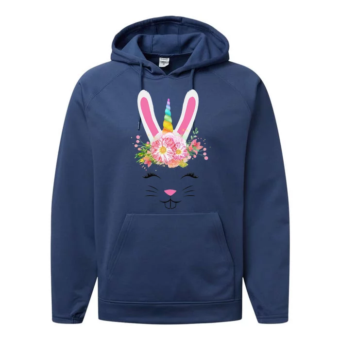 Cute Unicorn Easter Bunny Performance Fleece Hoodie