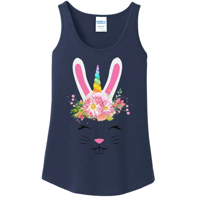 Cute Unicorn Easter Bunny Ladies Essential Tank