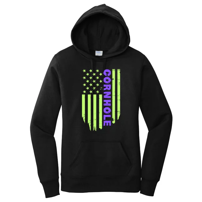 Cornhole Us Flag Women's Pullover Hoodie