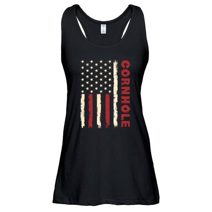 Cornhole Us Flag Ladies Essential Flowy Tank