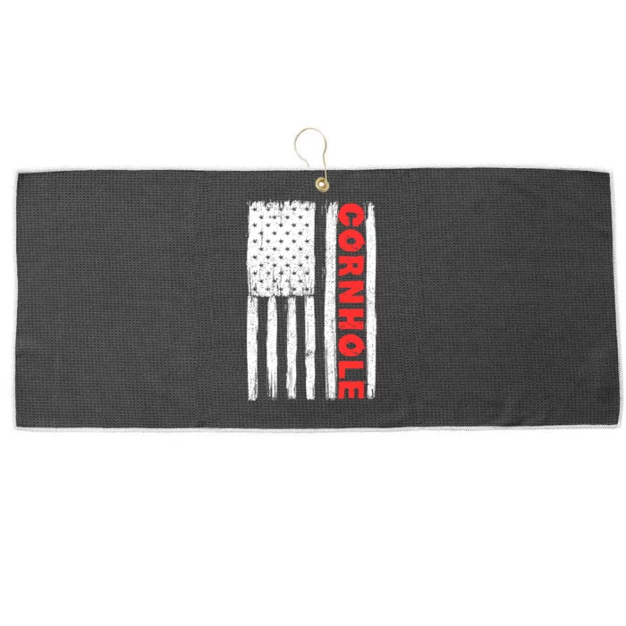 Cornhole Us Flag Large Microfiber Waffle Golf Towel