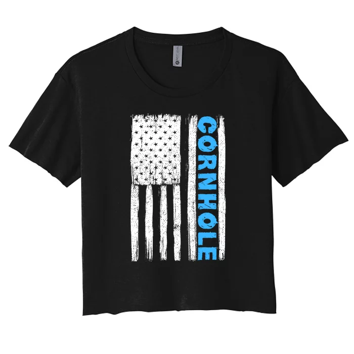 Cornhole Us Flag Women's Crop Top Tee