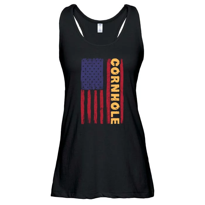 Cornhole Us Flag Ladies Essential Flowy Tank