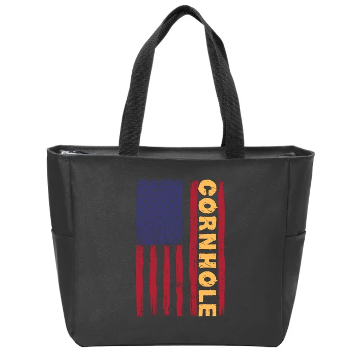 Cornhole Us Flag Zip Tote Bag