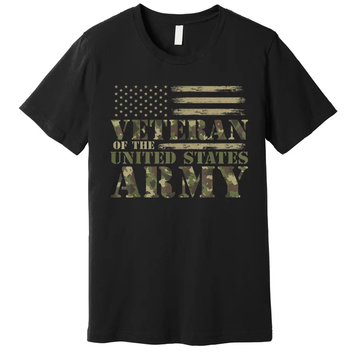 Camouflage Us Flag Veteran Of The United States Army Gift Premium T-Shirt