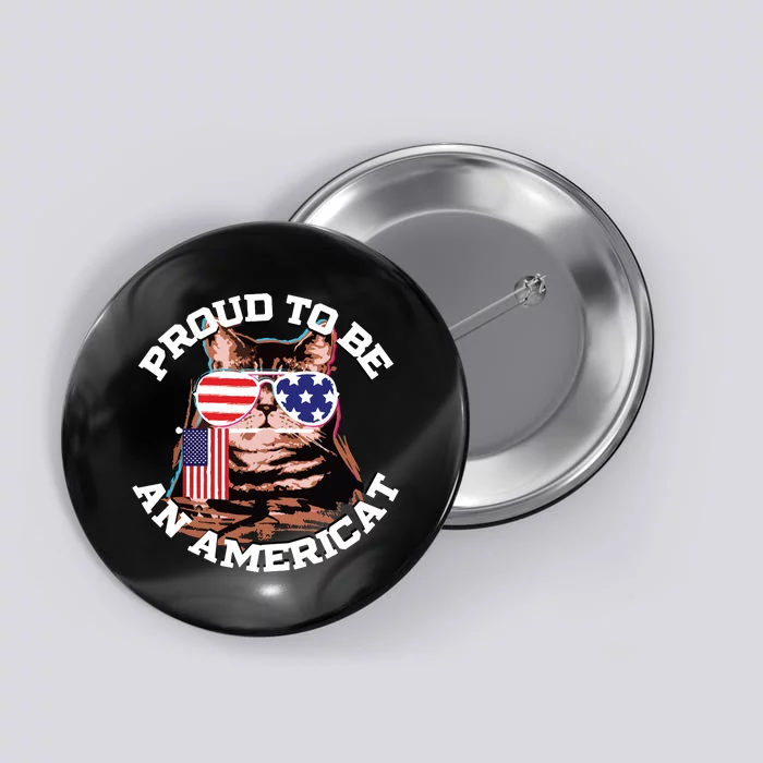 Cat US Flag Sunglasses Proud To Be An Americat Button