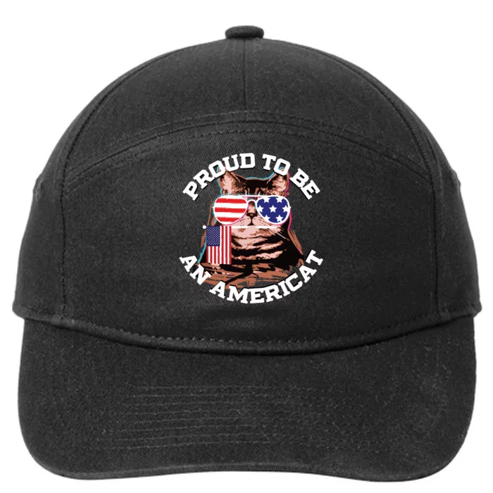 Cat US Flag Sunglasses Proud To Be An Americat 7-Panel Snapback Hat