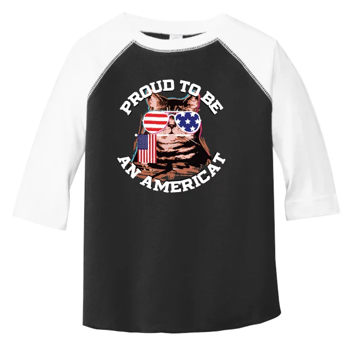 Cat US Flag Sunglasses Proud To Be An Americat Toddler Fine Jersey T-Shirt