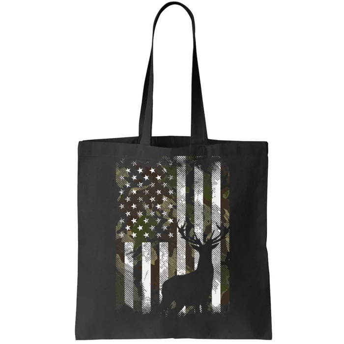 Camo Us Flag Deer Elk Buck Camoflage Hunting Hunter Dad Tote Bag