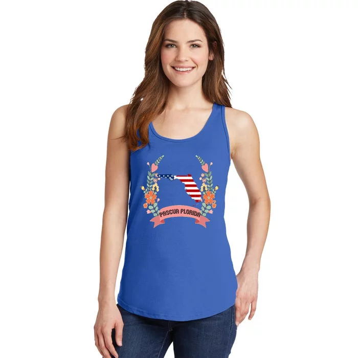 Cool Us Flag Graphic American Style Happy Pascua Florida Day Gift Ladies Essential Tank