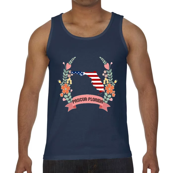 Cool Us Flag Graphic American Style Happy Pascua Florida Day Gift Comfort Colors® Tank Top