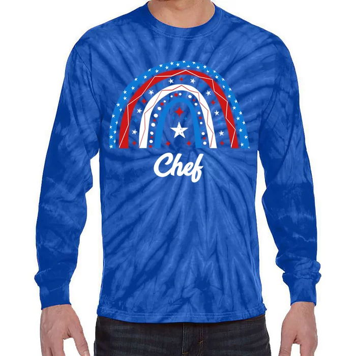 Chef Usa Flag 4th Of July American Gift Tie-Dye Long Sleeve Shirt