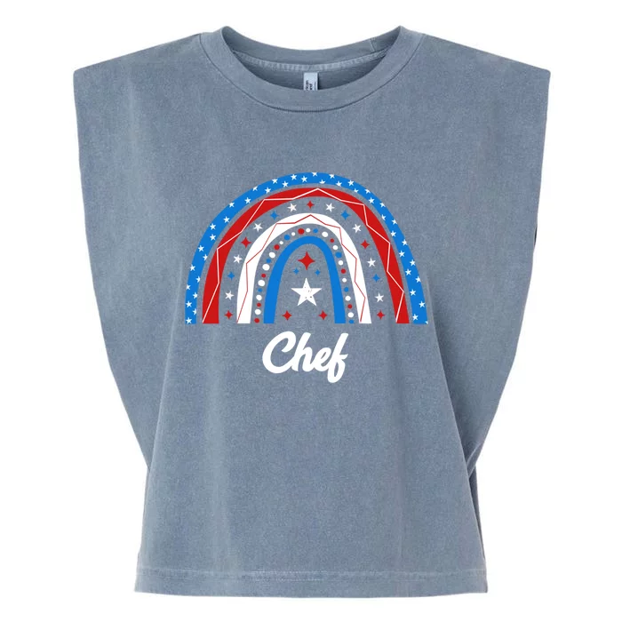 Chef Usa Flag 4th Of July American Gift Garment-Dyed Women's Muscle Tee