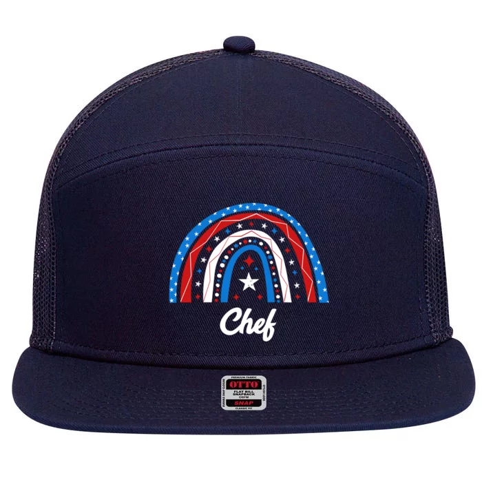 Chef Usa Flag 4th Of July American Gift 7 Panel Mesh Trucker Snapback Hat