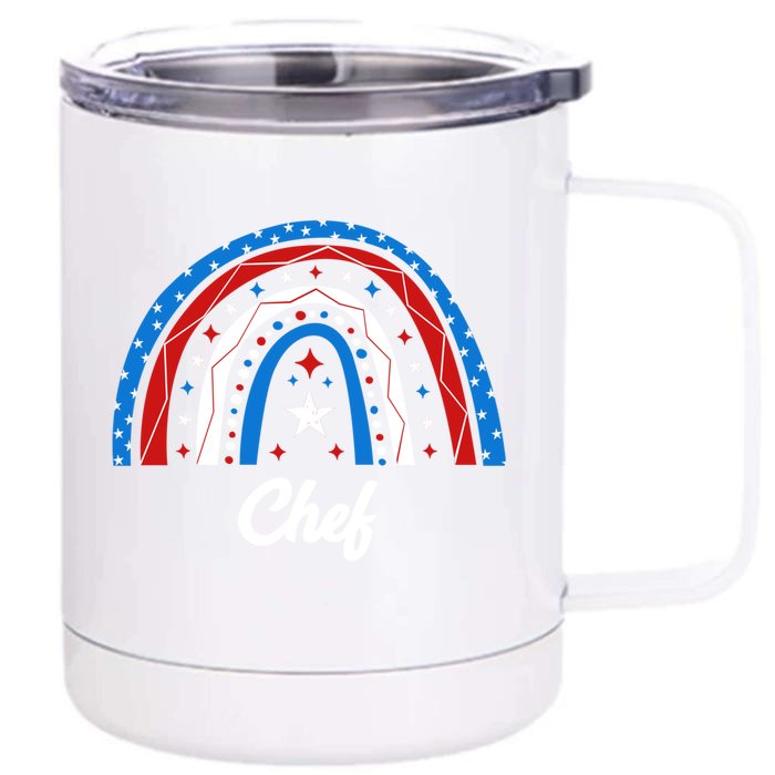 Chef Usa Flag 4th Of July American Gift Front & Back 12oz Stainless Steel Tumbler Cup