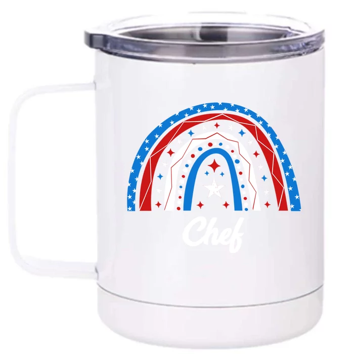 Chef Usa Flag 4th Of July American Gift Front & Back 12oz Stainless Steel Tumbler Cup