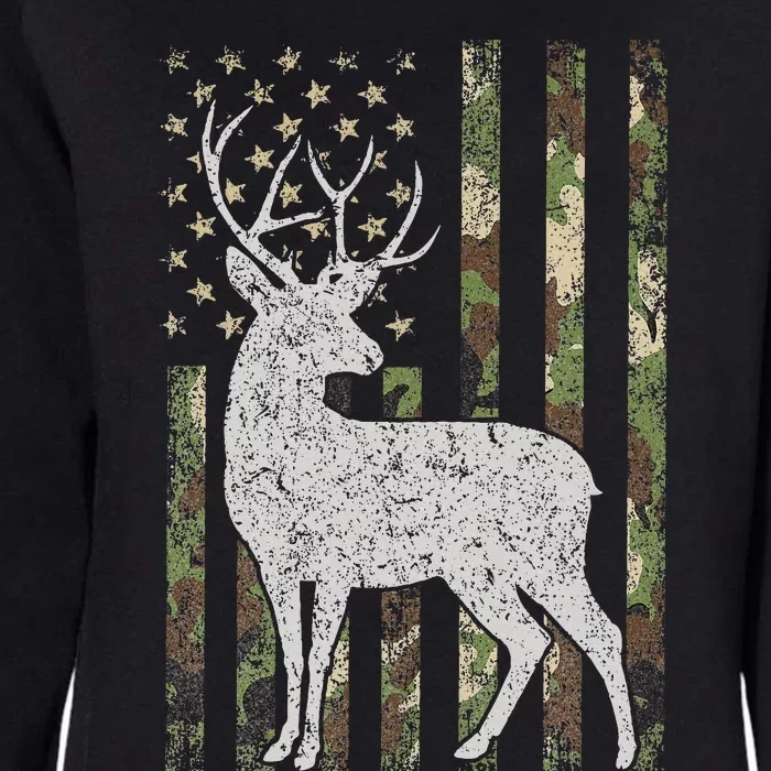 Camo USA Flag Deer Elk Buck Camoflage Hunting Hunter Gift Womens California Wash Sweatshirt