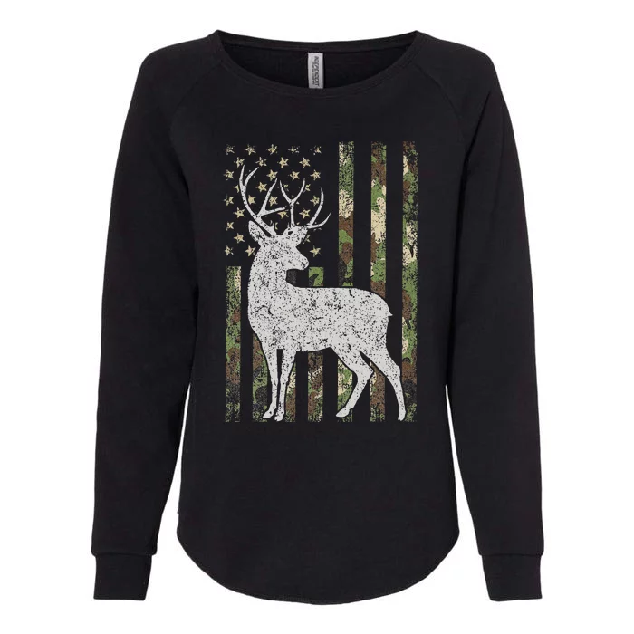 Camo USA Flag Deer Elk Buck Camoflage Hunting Hunter Gift Womens California Wash Sweatshirt