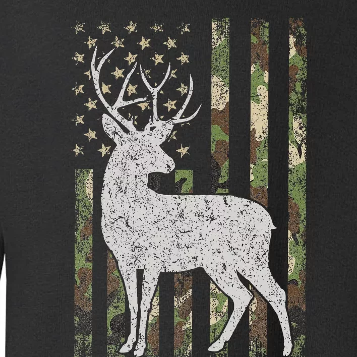 Camo USA Flag Deer Elk Buck Camoflage Hunting Hunter Gift Toddler Sweatshirt