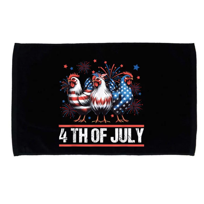 Chicken Usa Flag Patriotic Chicken Lover 4th Of July Microfiber Hand Towel