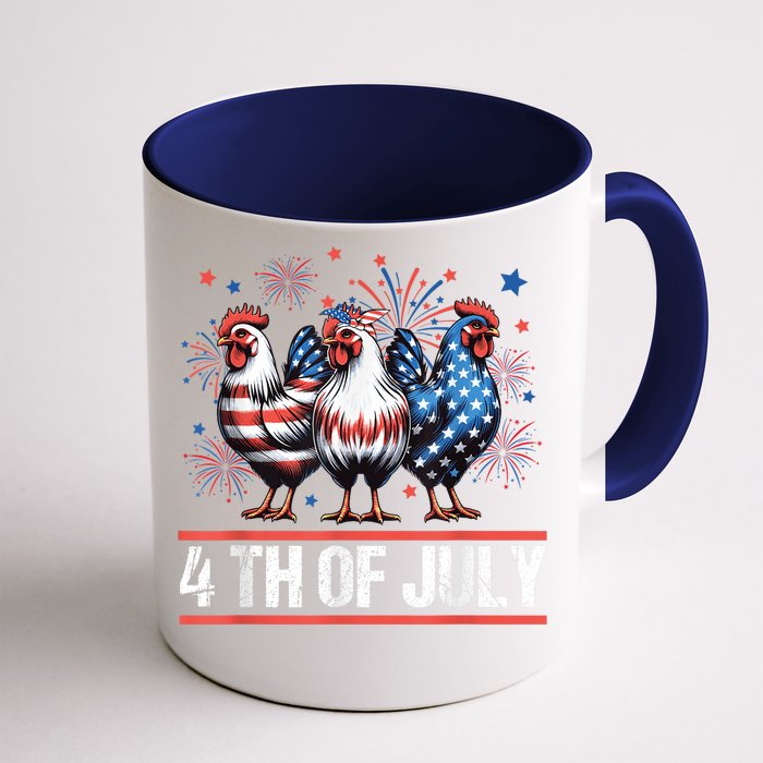 Chicken Usa Flag Patriotic Chicken Lover 4th Of July Front & Back Coffee Mug