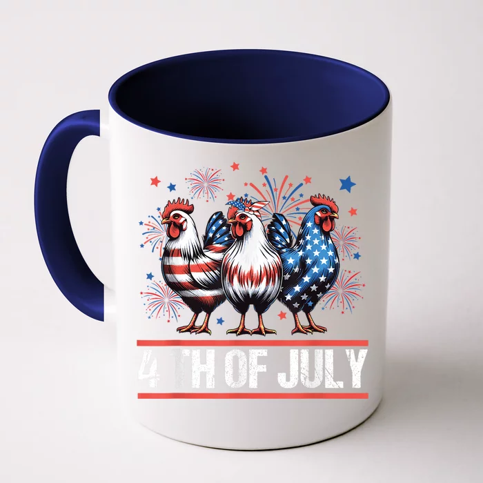 Chicken Usa Flag Patriotic Chicken Lover 4th Of July Front & Back Coffee Mug