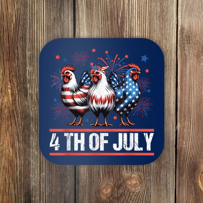 Chicken Usa Flag Patriotic Chicken Lover 4th Of July Coaster