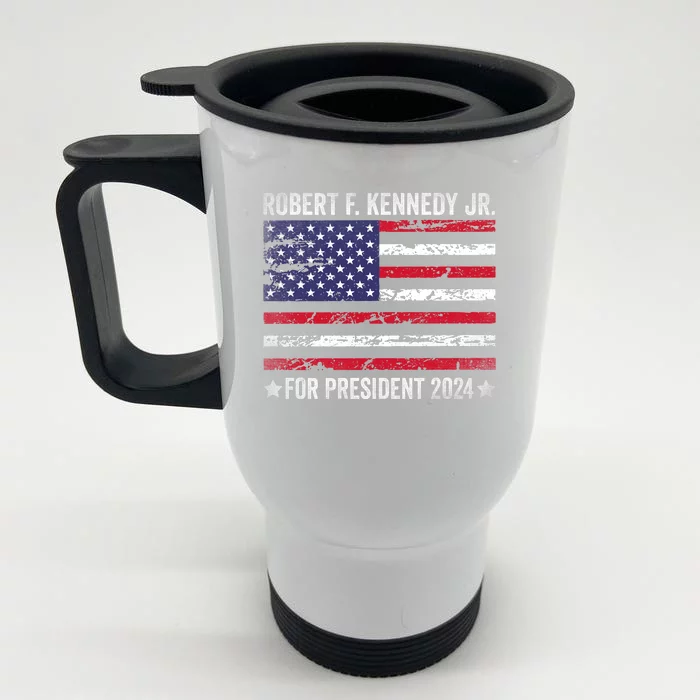 Cool Usa Flag Kennedy For President Vintage 2024 Front & Back Stainless Steel Travel Mug