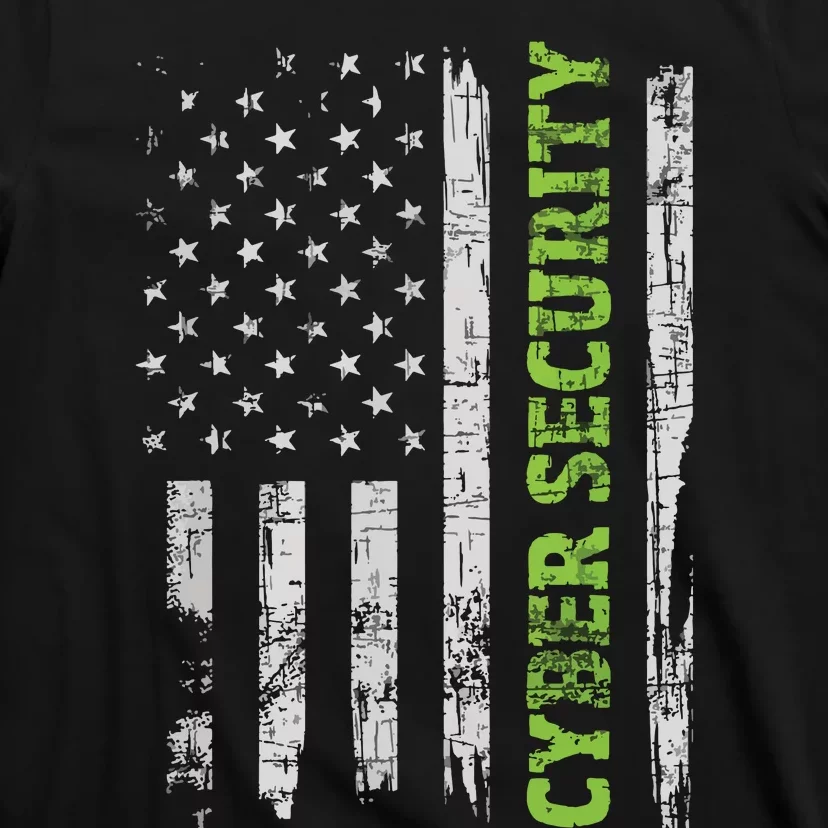 Cybersecurity USA Flag Computer Engineer Programmer Hacker T-Shirt