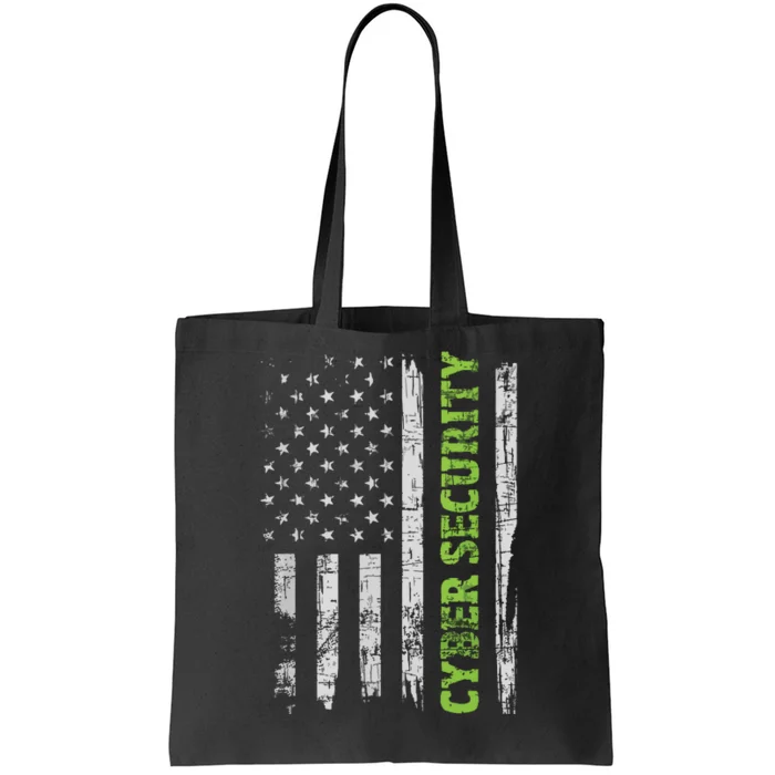 Cybersecurity USA Flag Computer Engineer Programmer Hacker Tote Bag