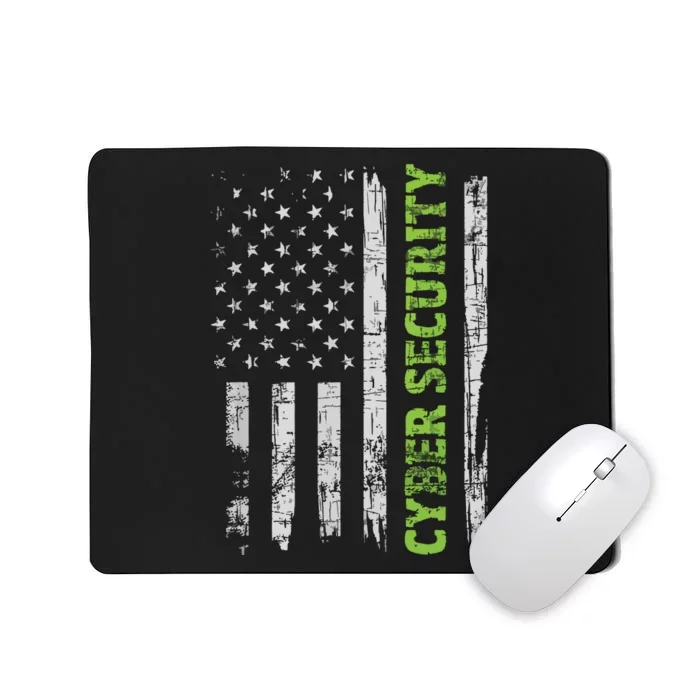 Cybersecurity USA Flag Computer Engineer Programmer Hacker Mousepad