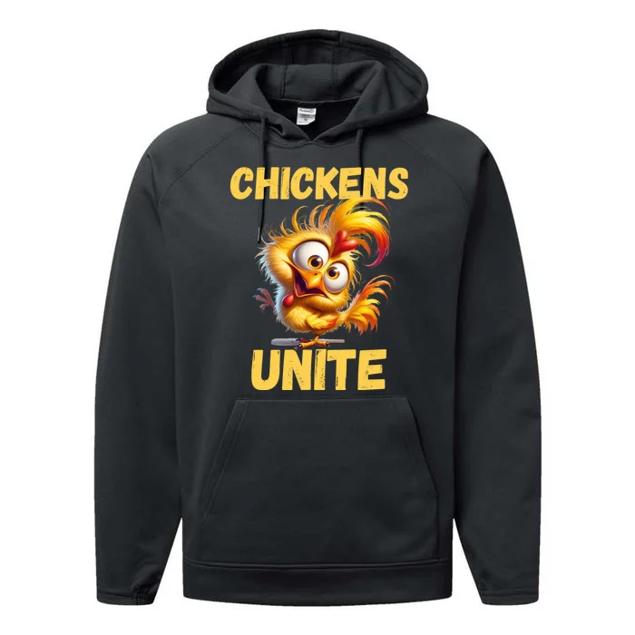 Chickens Unite Fun Yellow Chicken Performance Fleece Hoodie