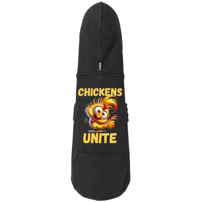 Chickens Unite Fun Yellow Chicken Doggie 3-End Fleece Hoodie