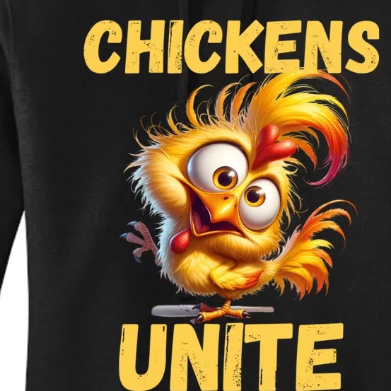 Chickens Unite Fun Yellow Chicken Women's Pullover Hoodie