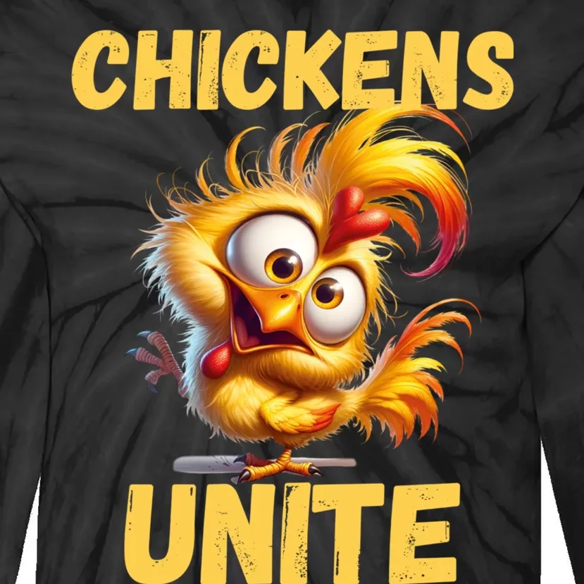 Chickens Unite Fun Yellow Chicken Tie-Dye Long Sleeve Shirt