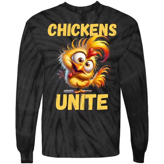 Chickens Unite Fun Yellow Chicken Tie-Dye Long Sleeve Shirt