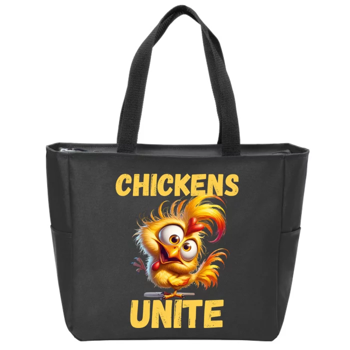 Chickens Unite Fun Yellow Chicken Zip Tote Bag