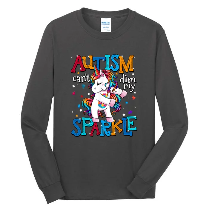 Cute Unicorn For Autism Mom Girl Gift Autism Awareness Tall Long Sleeve T-Shirt