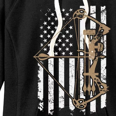 Camo Usa Flag Archery Compound Bow Bow Hunter (On Back) Women's Fleece Hoodie