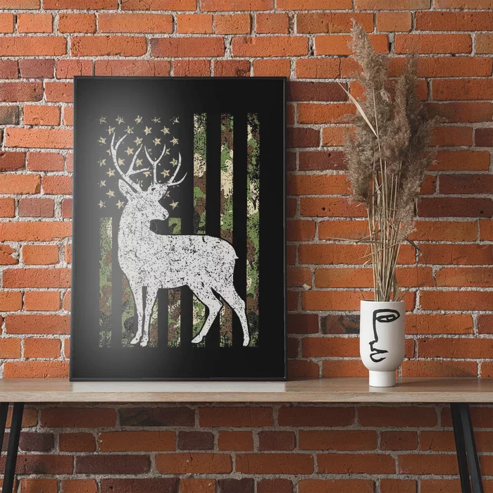 Camo Usa Flag Deer Elk Buck Camoflage Hunting Hunter Poster