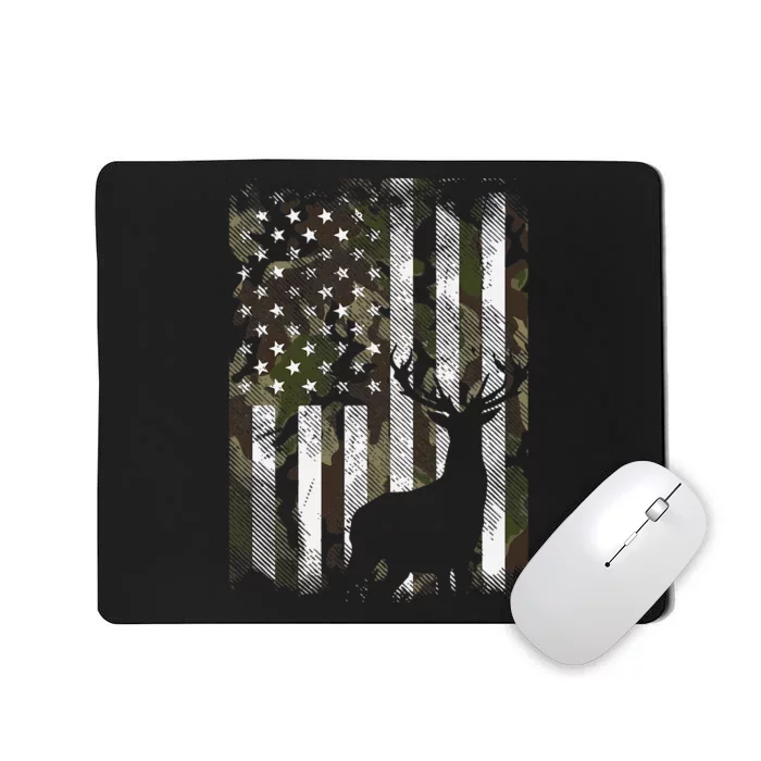 Camo US Flag Deer Elk Buck Hunting Dad Gift Mousepad