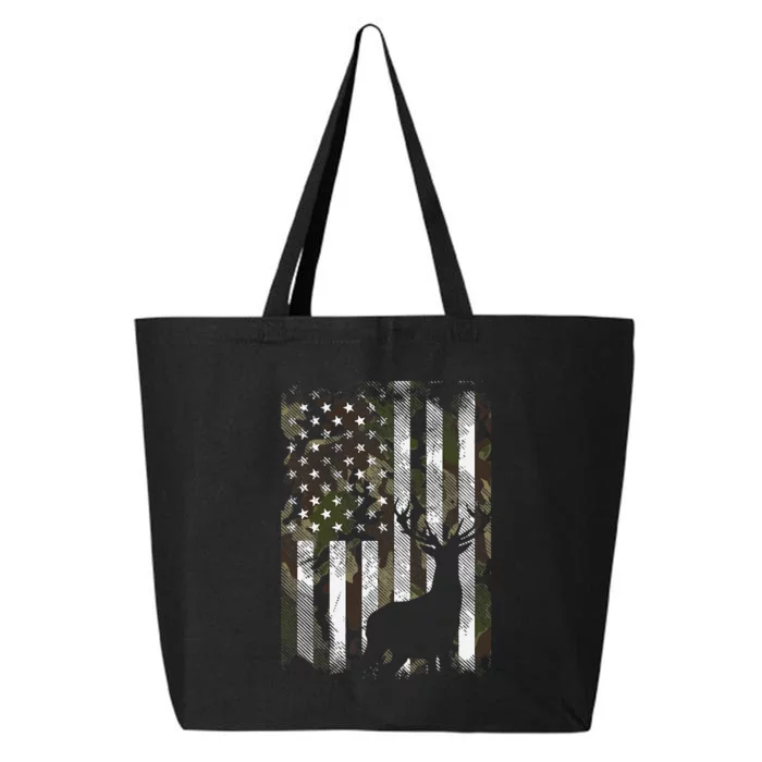 Camo US Flag Deer Elk Buck Hunting Dad Gift 25L Jumbo Tote